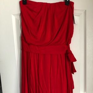 Red strapless dress